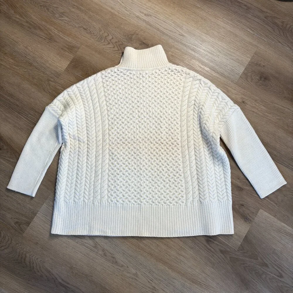 Ayr Le Square oversized Merino Wool sweater ivory snow size S small cable knit - Picture 11 of 12